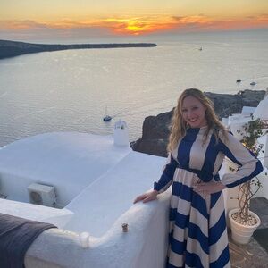 Elegant Blue and White Maxi Dress